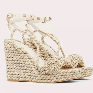 Valentino Garavani Tan Rope Wedge Sandals